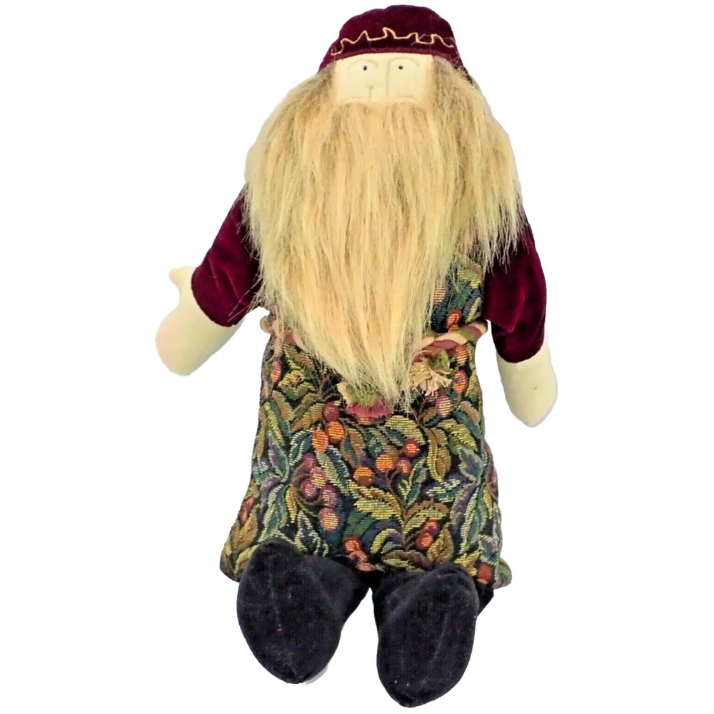 Old World Santa Claus Music Box Plush Folk Art Tapestry 16” Plays Jingle Bells